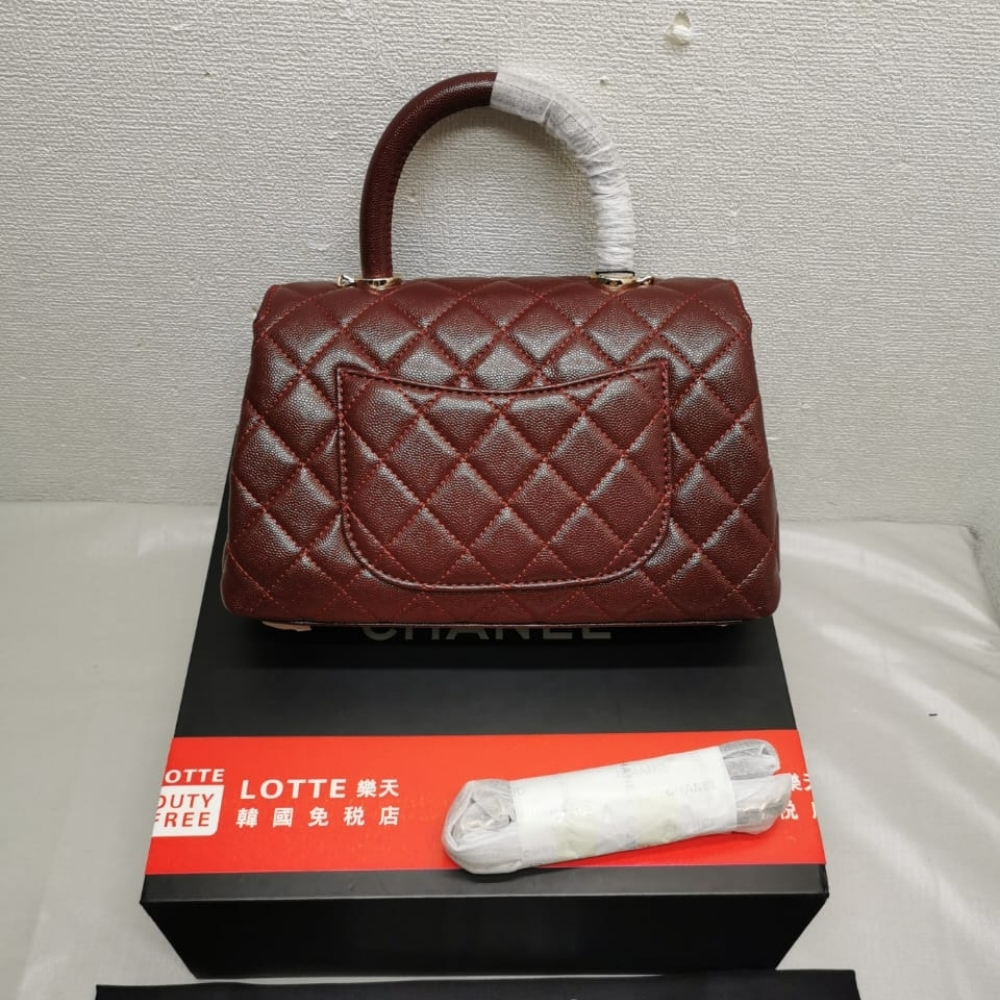 Chanel Coco Top Handle Flap Bag Garnet Red 26cm - Image 4