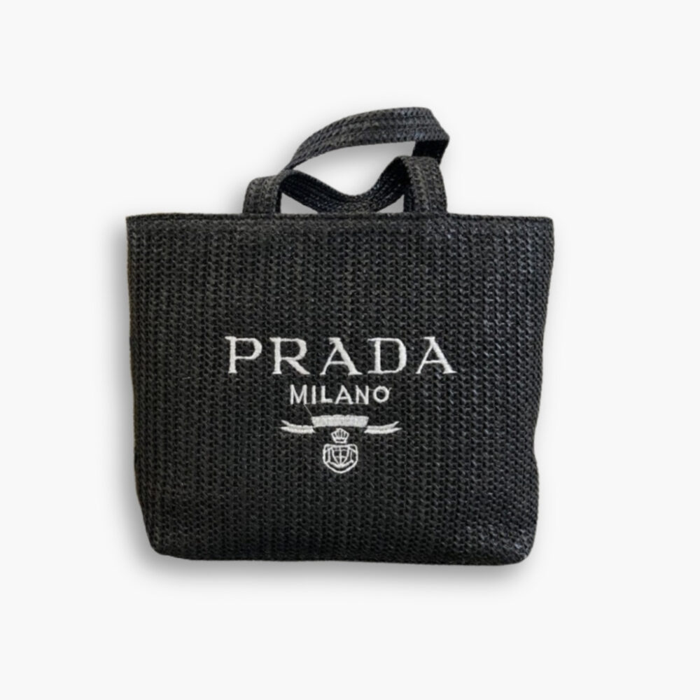 Prada Small Crochet Tote Bag Black 24cm 1BG422 2A2T F0002 V OOL