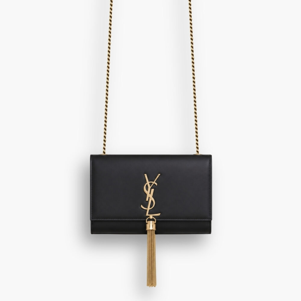 Saint Laurent Kate Small Tassel In Grain De Poudre Embossed Leather Black 20Cm 474366BOW0J1000