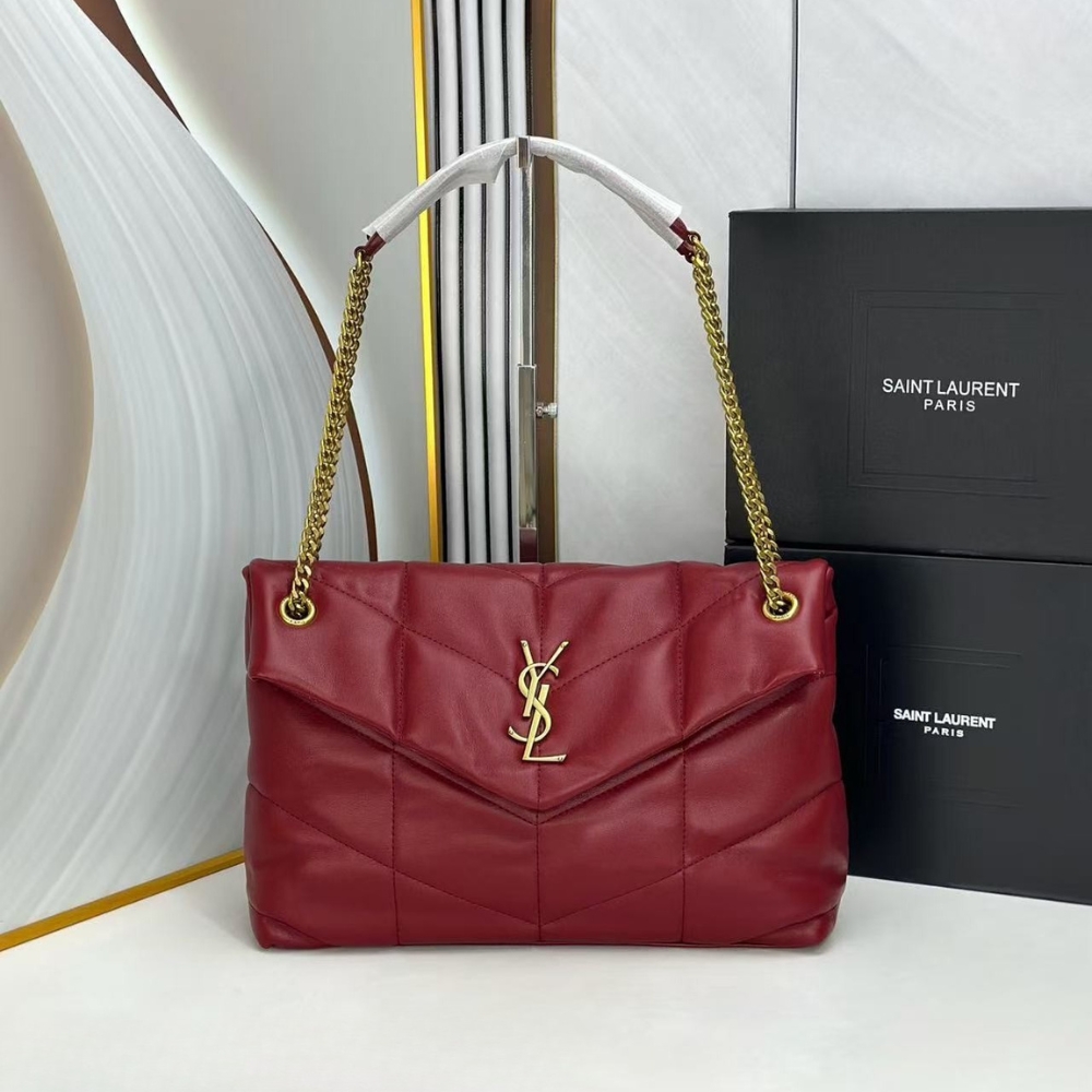 Alternative view of Saint Laurent Loulou Puffer Small Leather Shoulder Bag Red 29cm 5774761EL076937