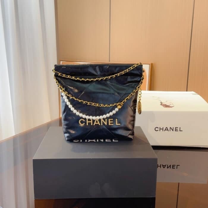 Chanel 22 Mini Handbag Pearl Black 22cm AS3980 B10672 94305 - Image 2