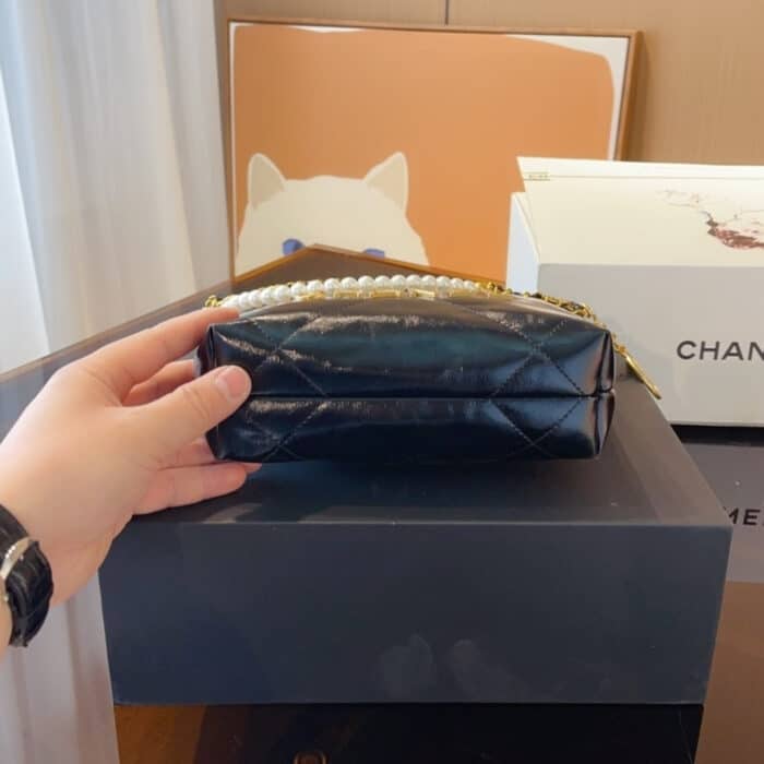 Chanel 22 Mini Handbag Pearl Black 22cm AS3980 B10672 94305 - Image 3