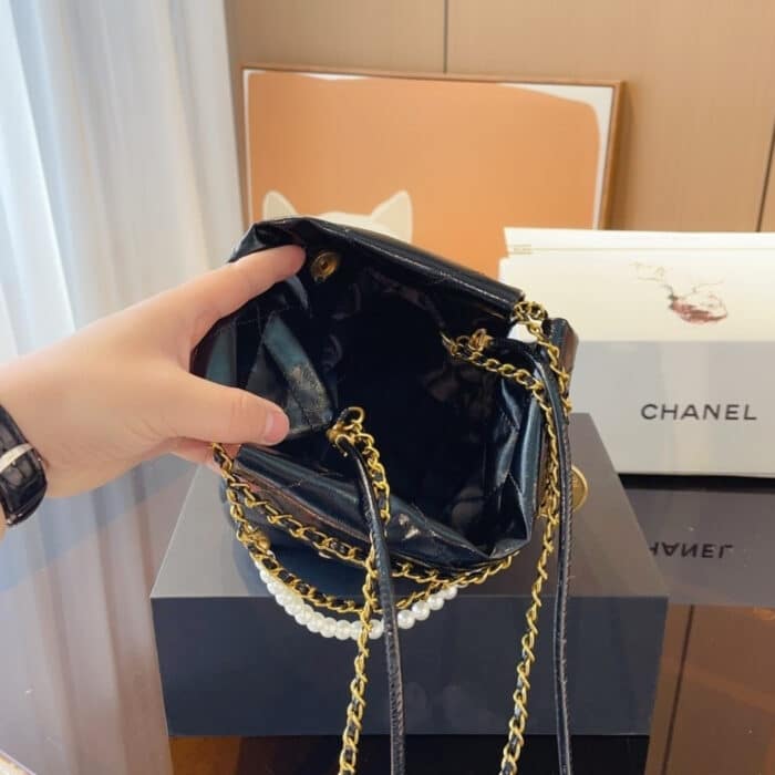 Chanel 22 Mini Handbag Pearl Black 22cm AS3980 B10672 94305 - Image 4