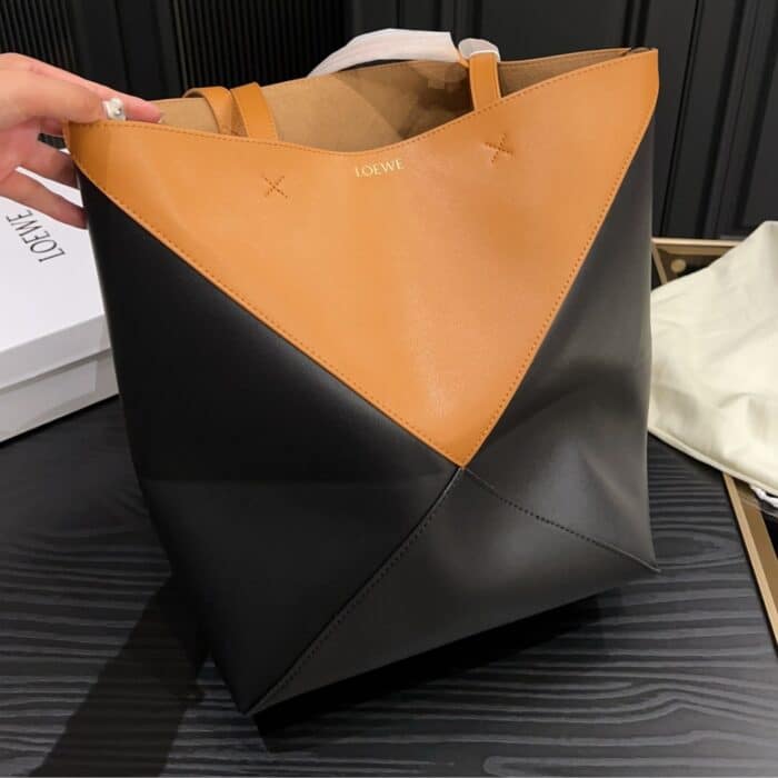 Loewe Puzzle Fold Tote Warm Desert And Black 24cm A779G50X18 2727 - Image 2