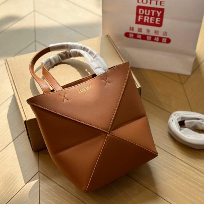 Loewe Mini Puzzle Fold Tote Warm Desert 17cm - Image 2