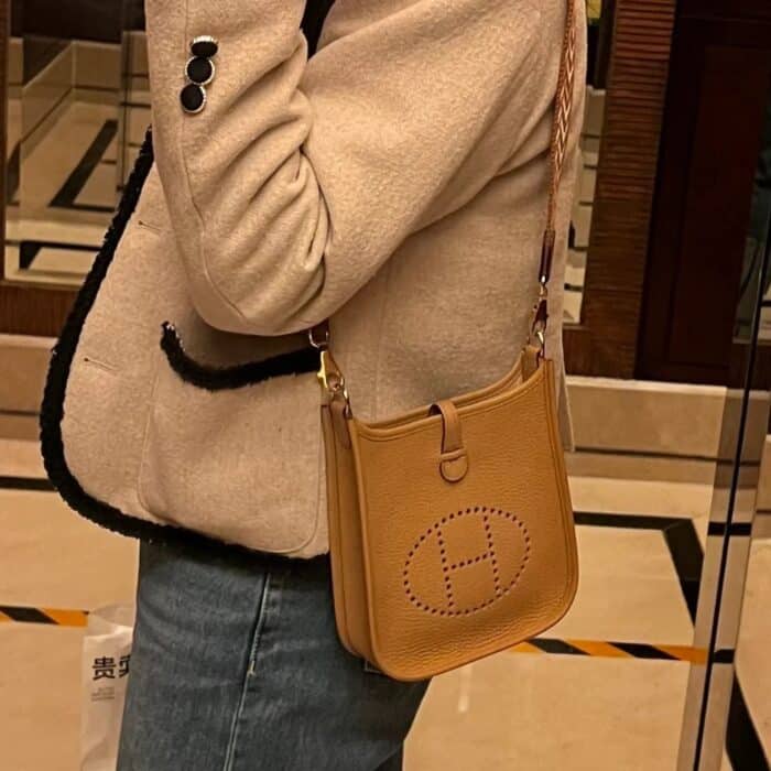 Hermes Mini Evelyne Bag Brown 17cm - Image 5