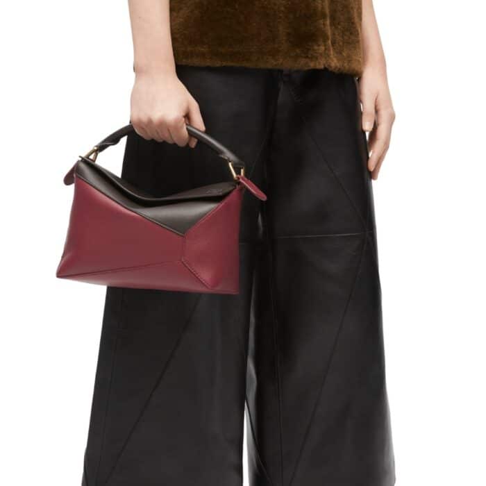Loewe Small Puzzle Bag Chocolate And Burgundy 24cm A510P60X44 3875 - Image 3