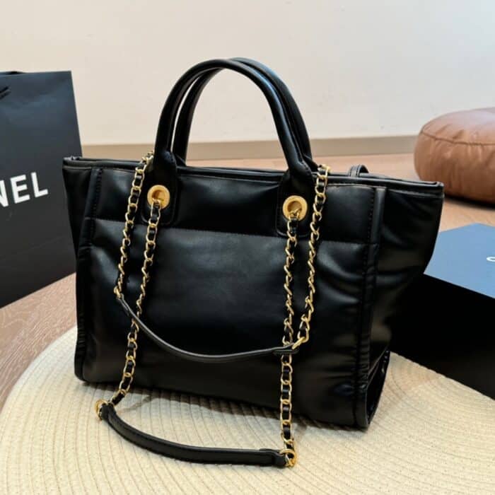 Chanel Large Deauville Shopping Bag Black 31cm - Image 3