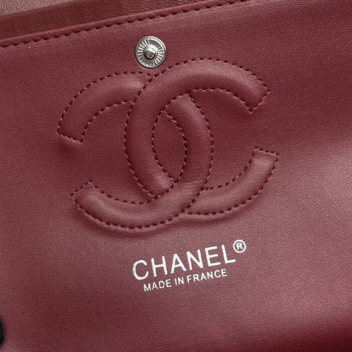Chanel Classic Double Flap Bag Plum Red 25cm - Image 3