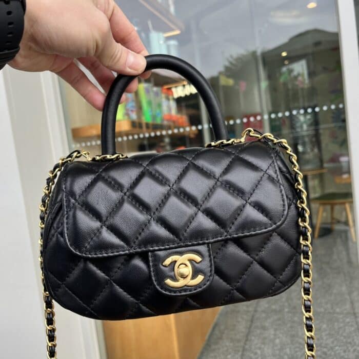 Chanel Small Flap Bag With Top Handle Black 20cm AS4573 B15144 94305 - Image 4