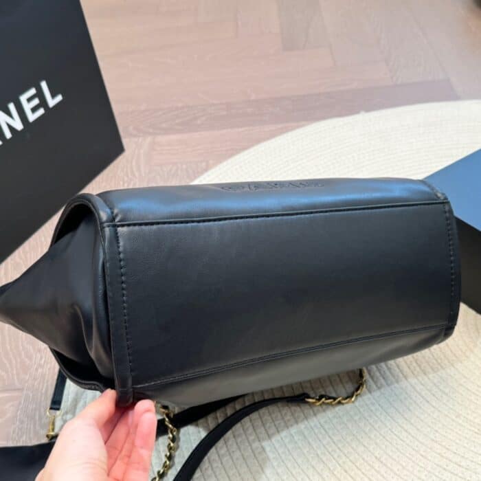 Chanel Large Deauville Shopping Bag Black 31cm - Image 5