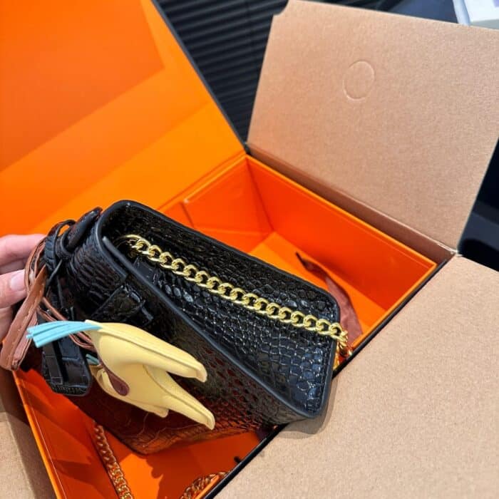 Hermes Kelly Mini Pochette Shiny Alligator Black 21cm - Image 5