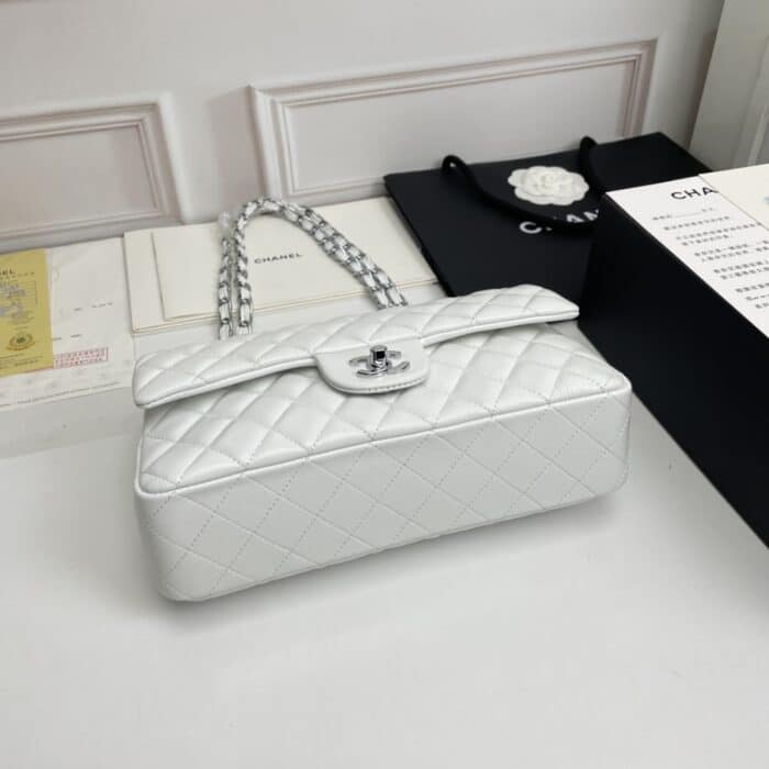 Chanel Classic Double Flap Bag White 25cm - Image 5