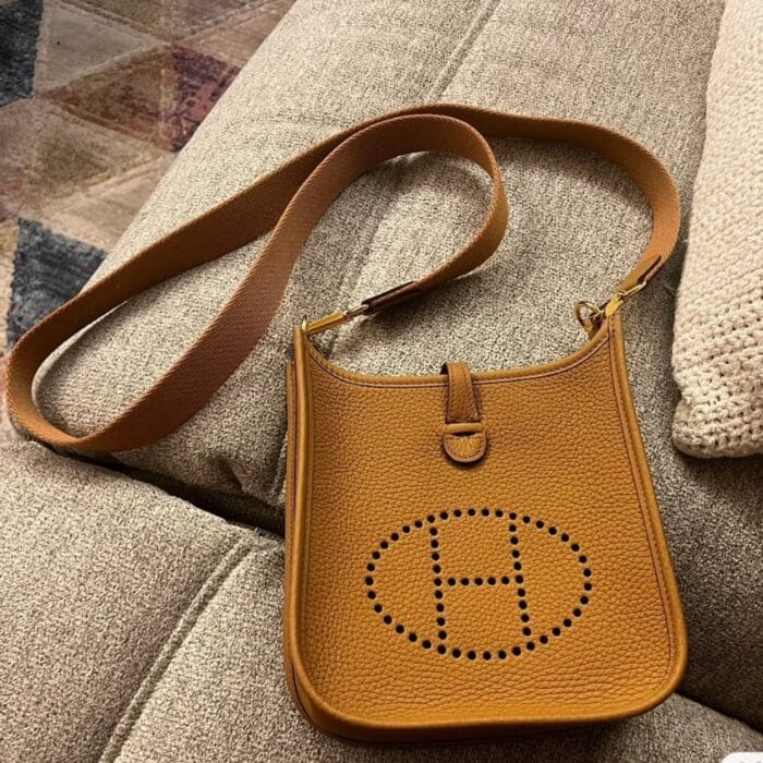 Hermes Mini Evelyne Bag Brown 17cm - Image 4