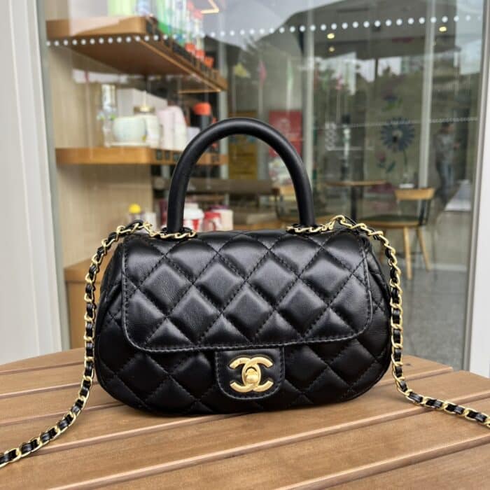 Chanel Small Flap Bag With Top Handle Black 20cm AS4573 B15144 94305 - Image 5