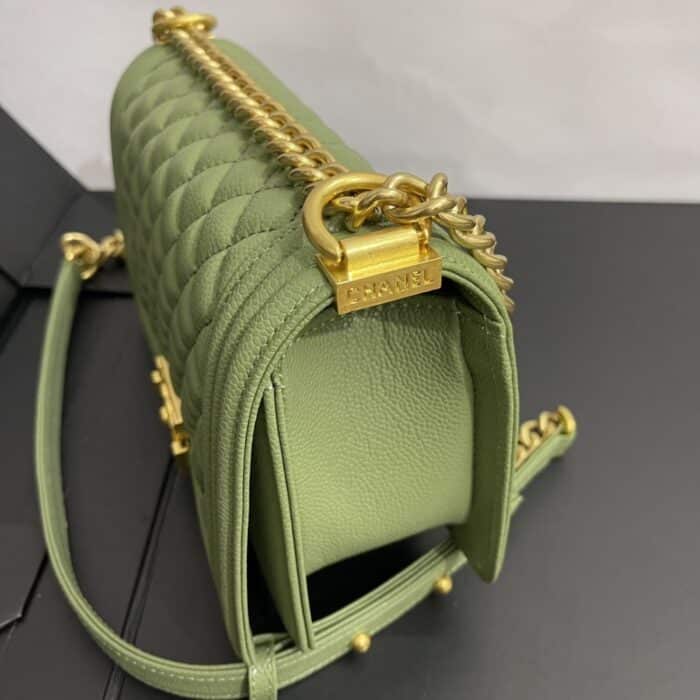 Chanel Medium Boy Bag Olive 25cm - Image 6