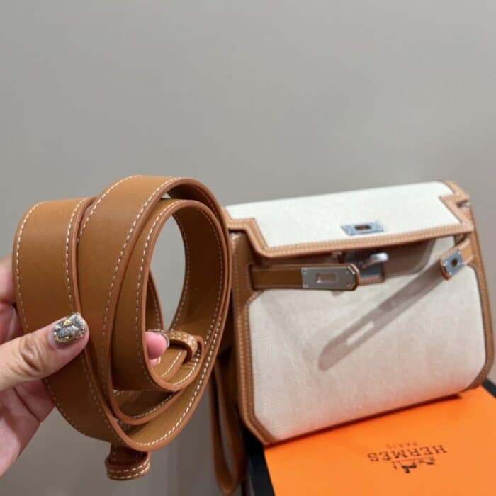 Hermes Kelly Dépêches Pouch Toile Barenia Fauve 26cm - Image 6