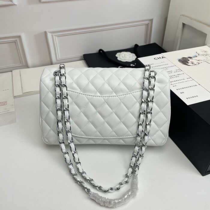 Chanel Classic Double Flap Bag White 25cm - Image 6