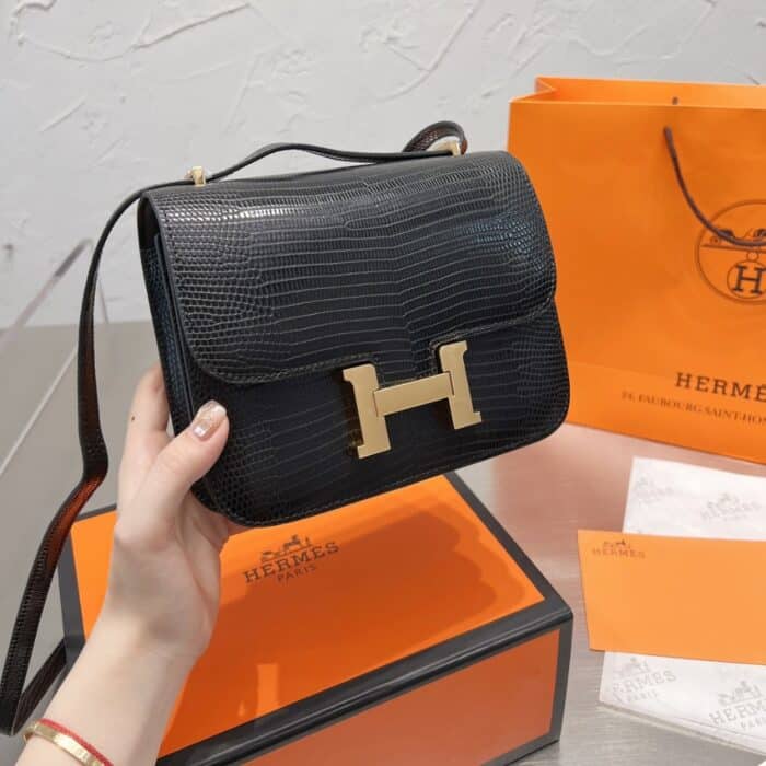 Hermes Lizard Constance Mini Shoulder Bag Black 20cm - Image 10