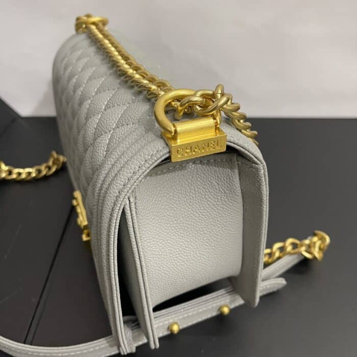 Chanel Medium Boy Bag Light Gray 25cm - Image 5