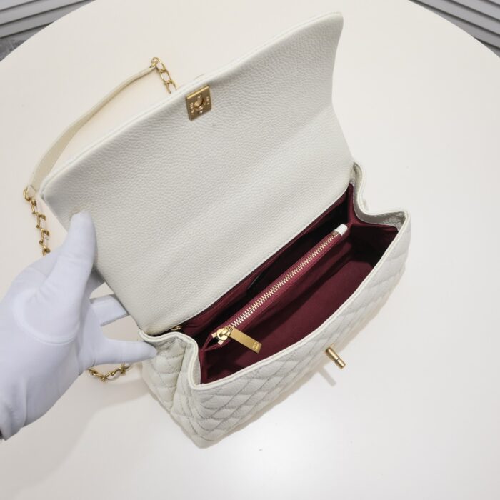 Chanel Coco Top Handle Flap Bag White 26cm - Image 9