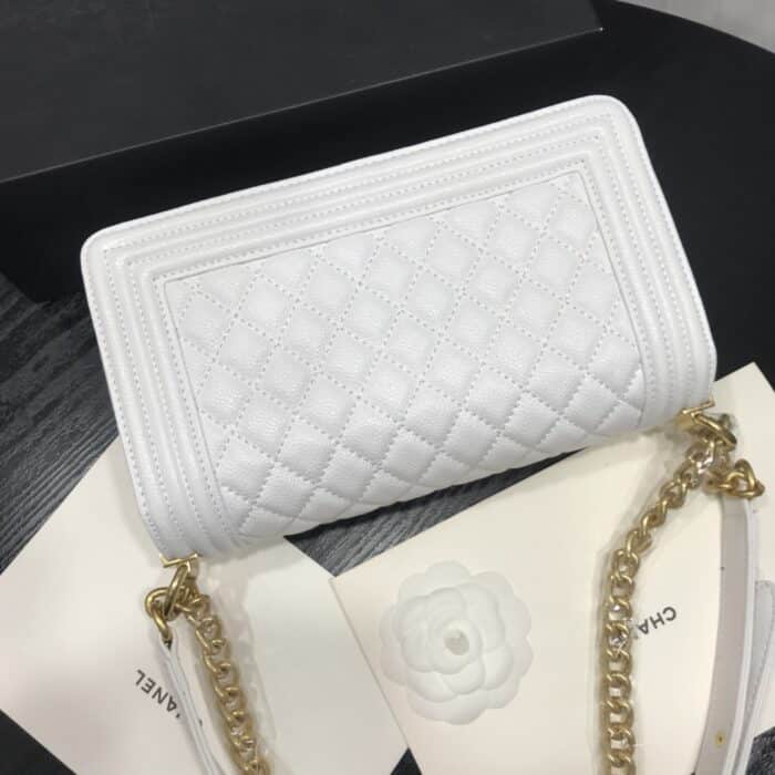Chanel Boy Medium Handbag White 25cm - Image 9