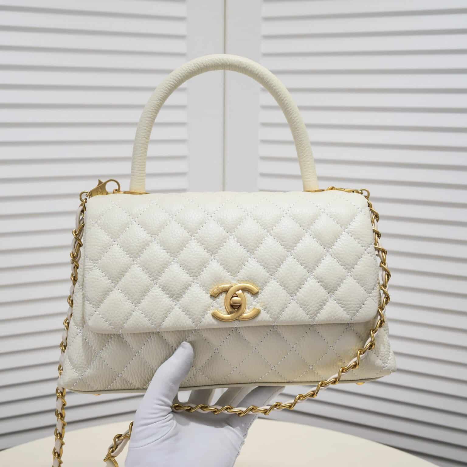 Chanel Coco Top Handle Flap Bag White 26cm - Image 6