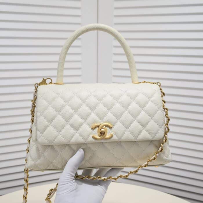 Chanel Coco Top Handle Flap Bag White 26cm - Image 6