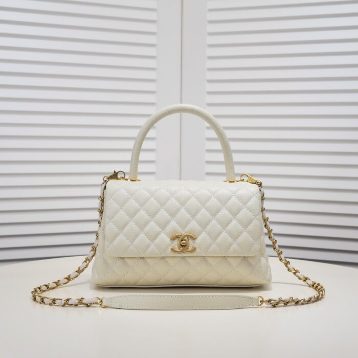 Chanel Coco Top Handle Flap Bag White 26cm - Image 2