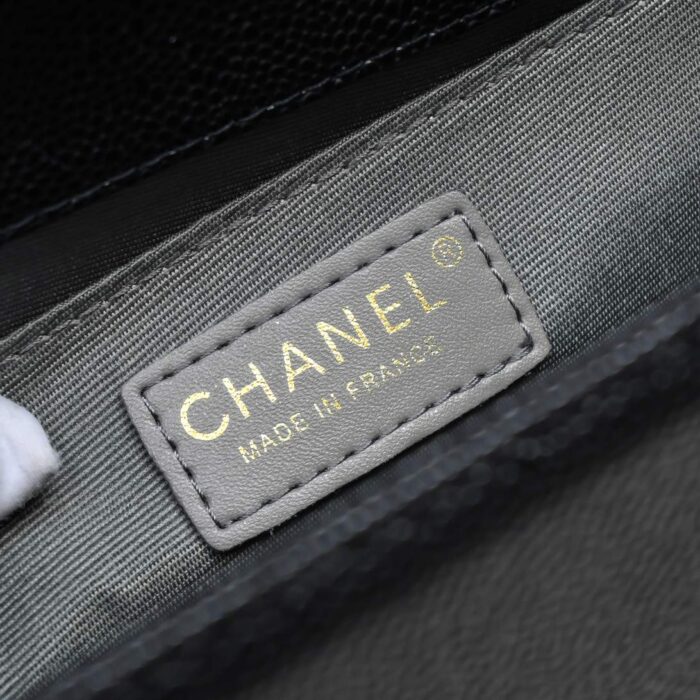 Chanel Boy Chevron Medium Handbag Black In Gold 25cm - Image 10