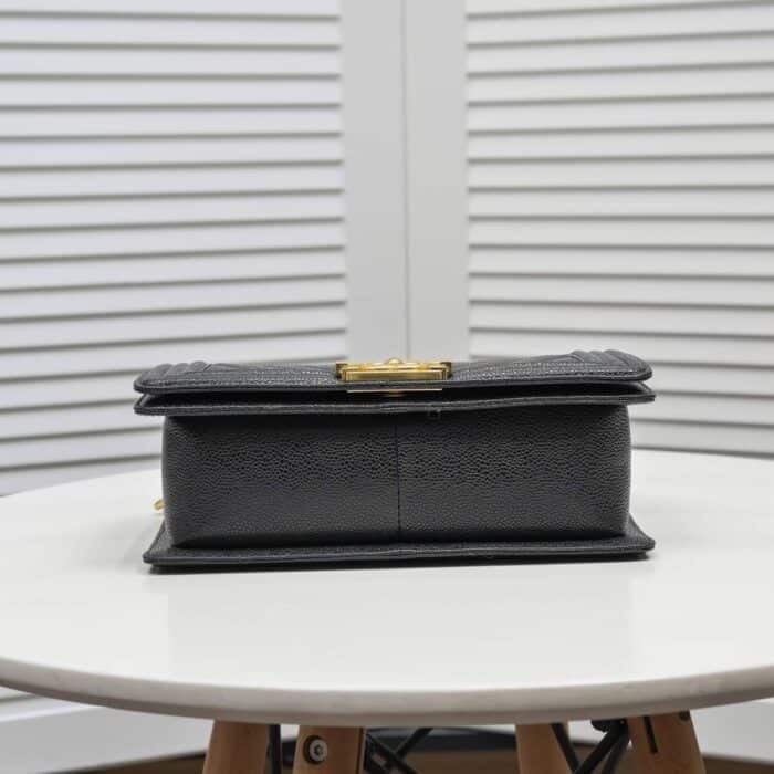 Chanel Boy Chevron Medium Handbag Black In Gold 25cm - Image 5