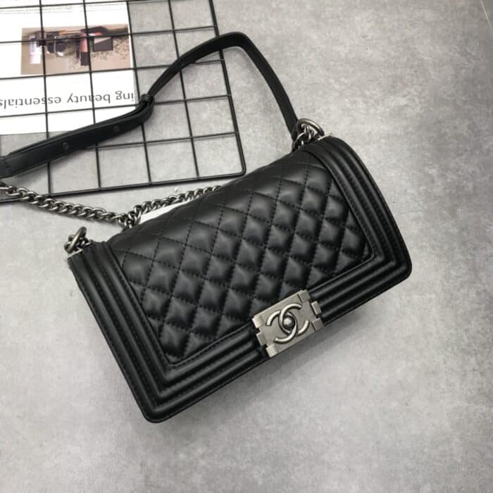 Chanel Boy Medium Handbag Leather Black 25cm A67086 Y09953 94305 - Image 7