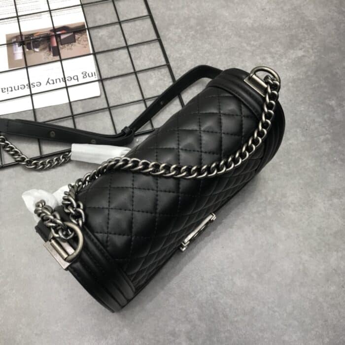Chanel Boy Medium Handbag Leather Black 25cm A67086 Y09953 94305 - Image 3