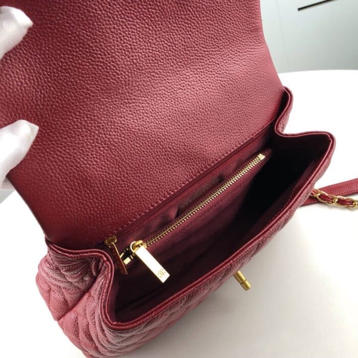 Chanel Coco Top Handle Flap Bag Garnet Red 26cm - Image 6