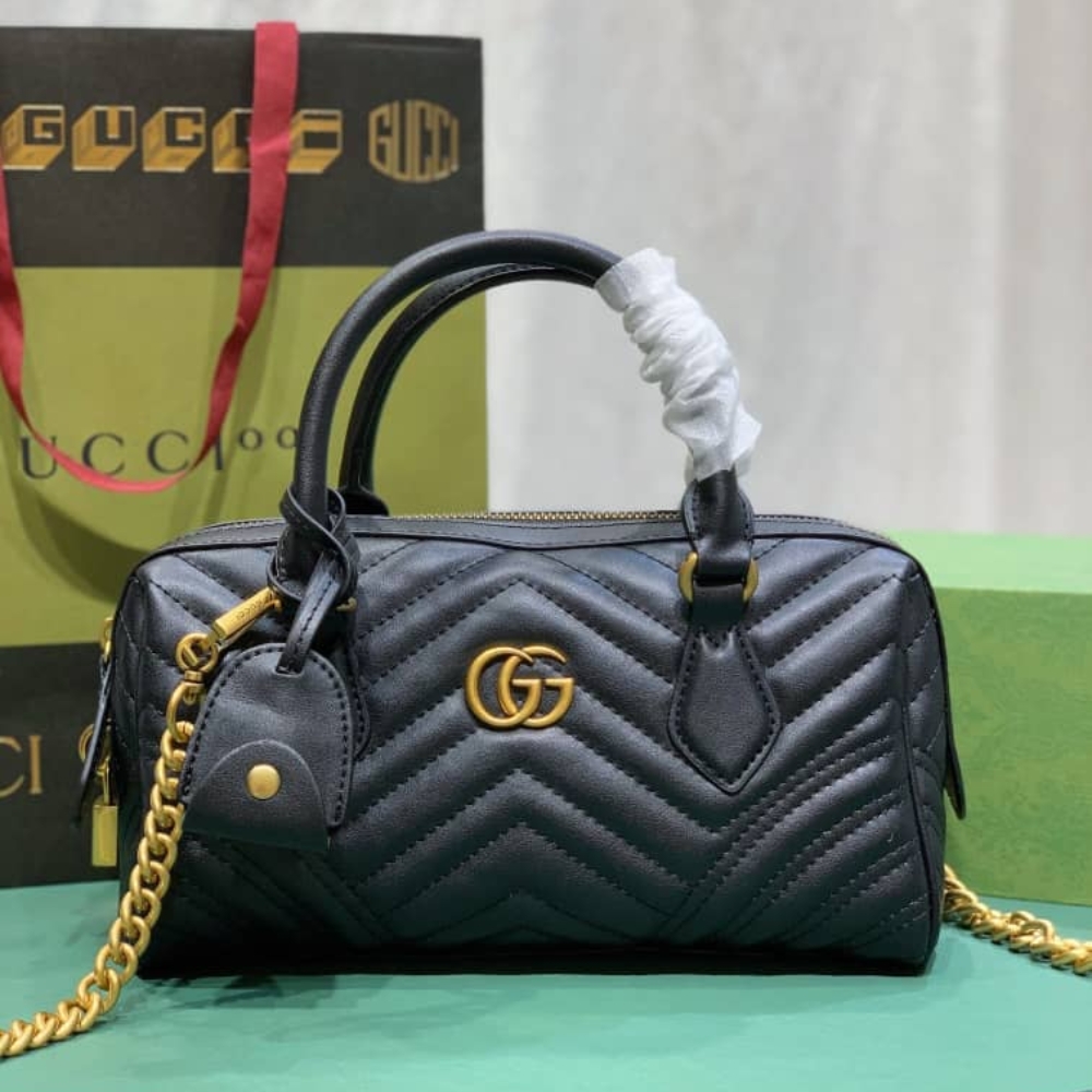 Alternative view of Gucci Marmont Small Top Handle Bag Black 27 cm 746319 AABZB 1000