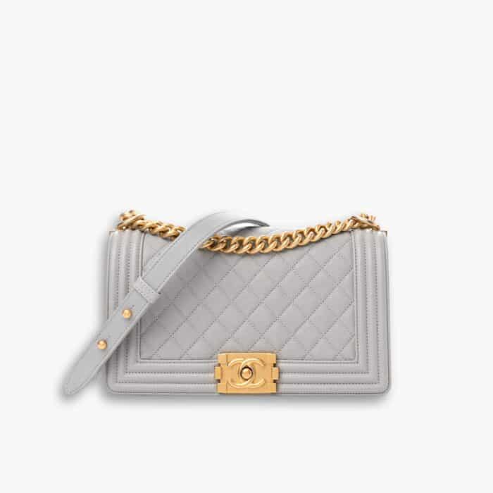 Chanel Medium Boy Bag Light Gray 25cm