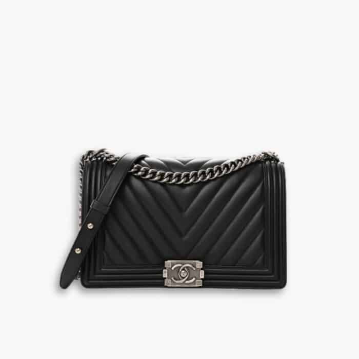 Chanel Boy Chevron Medium Handbag Black 25cm