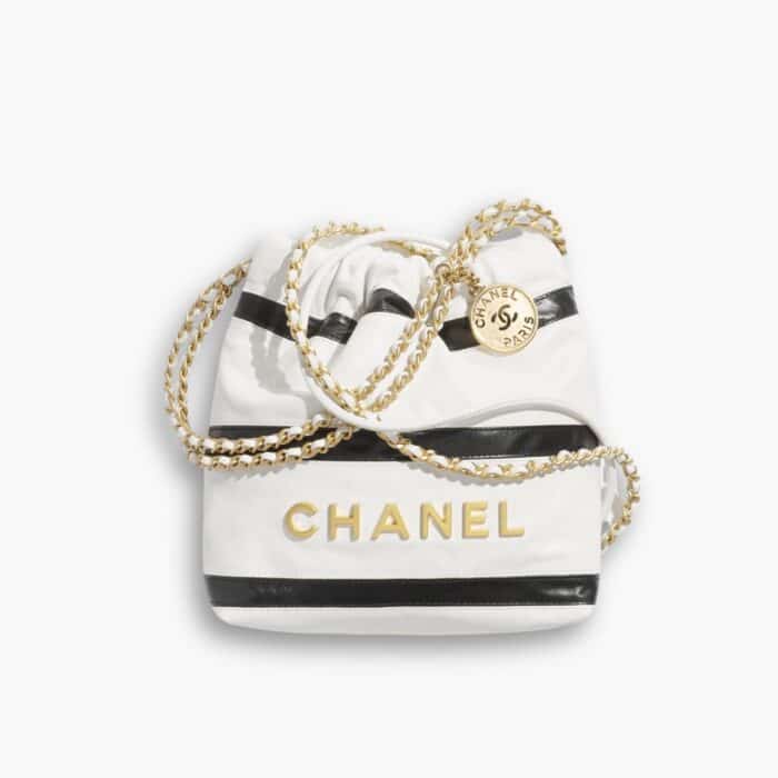 Chanel 22 Small Handbag Black And White 28cm AS3980 B16652 NY081
