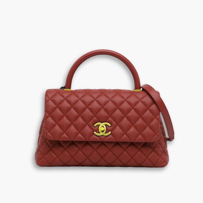 Chanel Coco Top Handle Flap Bag Garnet Red 26cm