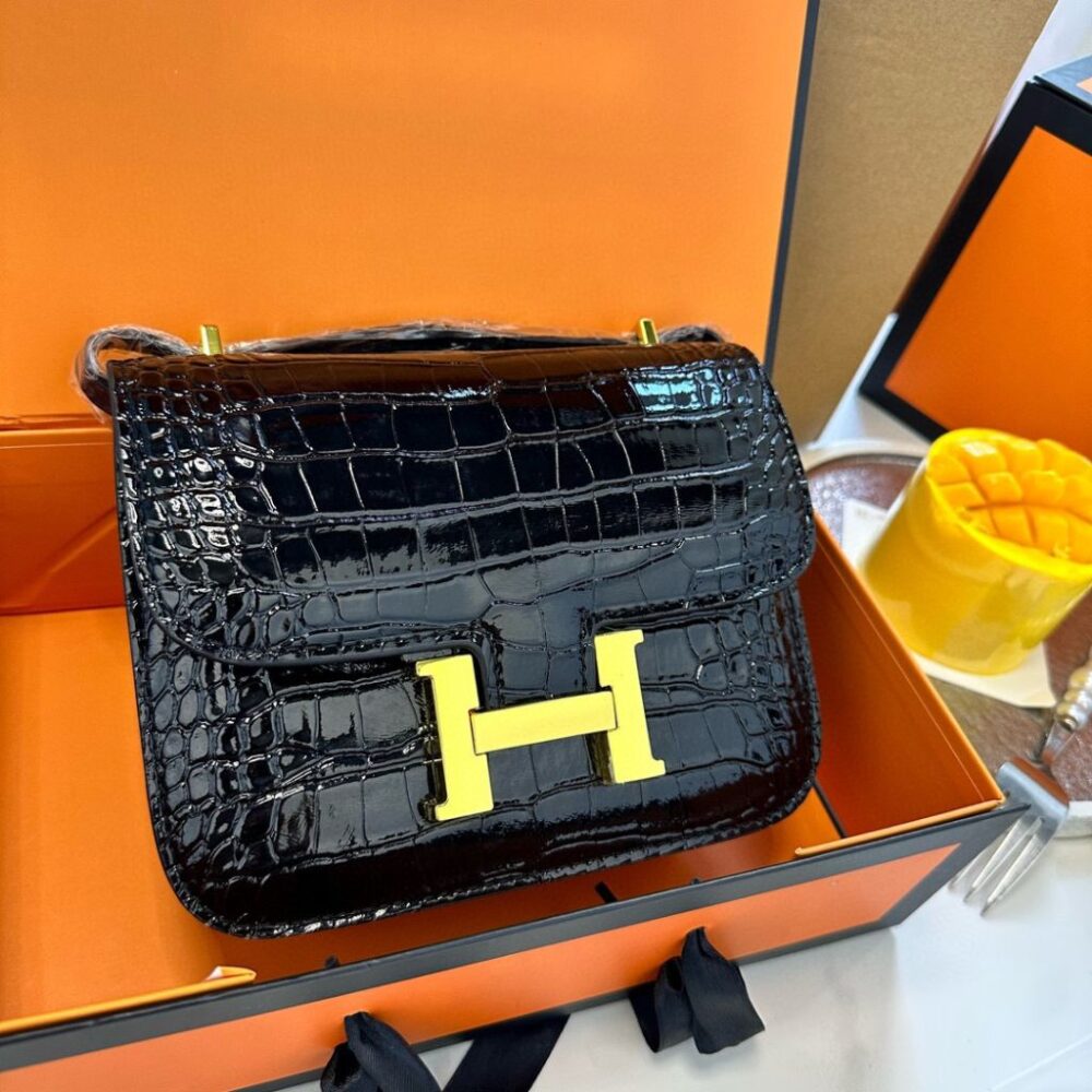 Alternative view of Hermes Lizard Constance Mini Shoulder Bag Black 20cm