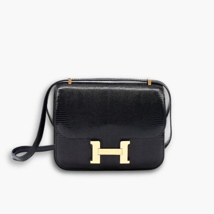 Hermes Lizard Constance Mini Shoulder Bag Black 20cm
