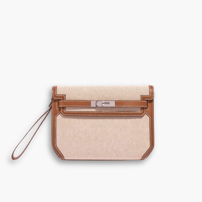 Hermes Kelly Dépêches Pouch Toile Barenia Fauve 26cm
