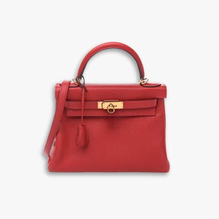 Hermes Kelly 25 Togo Handbag Rouge Casaque 25cm