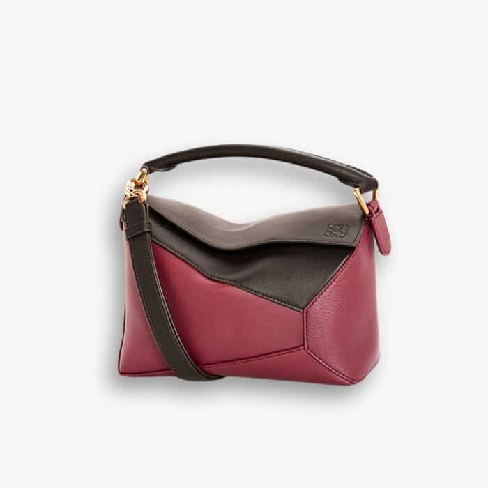 Loewe Small Puzzle Bag Chocolate And Burgundy 24cm A510P60X44 3875