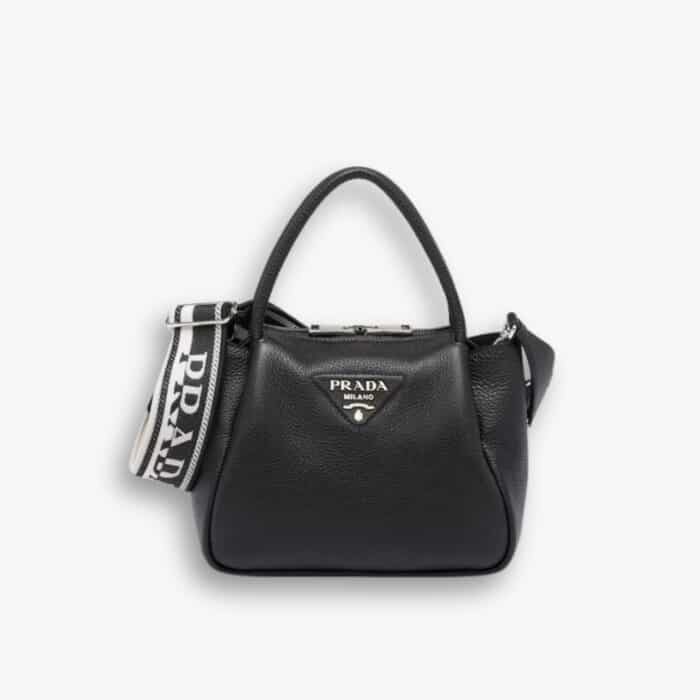 Prada Small Leather Handbag Black 23cm