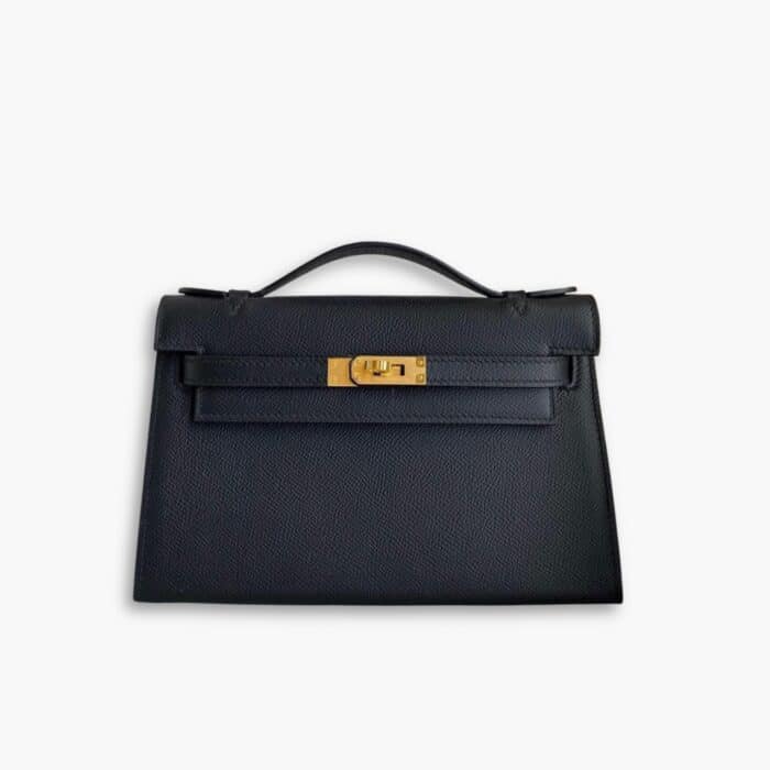 Hermes Kelly Mini Epsom Handbag Black And Gold 20cm