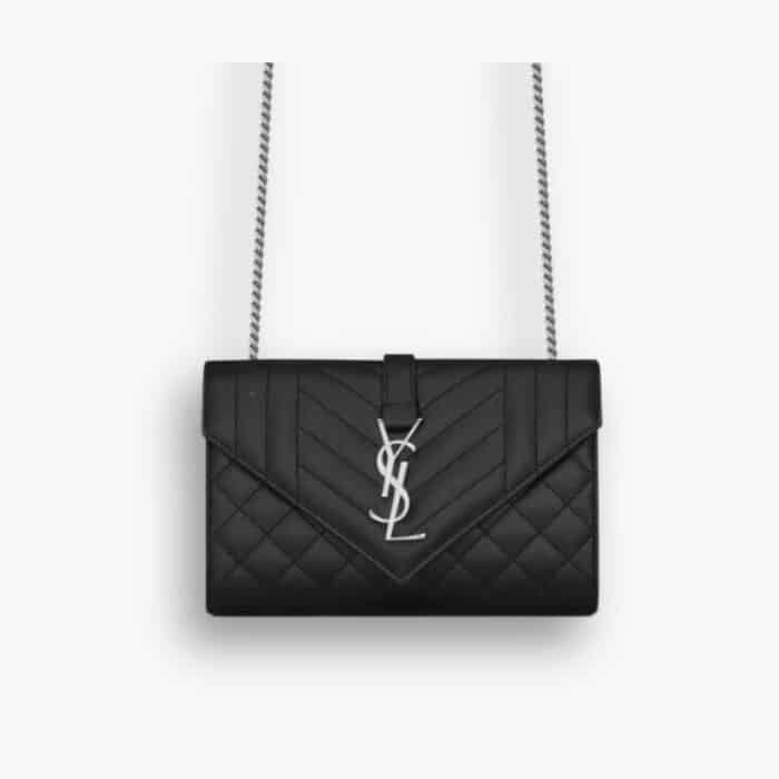 Saint Laurent Envelope Small Mirror Effect Black 21Cm