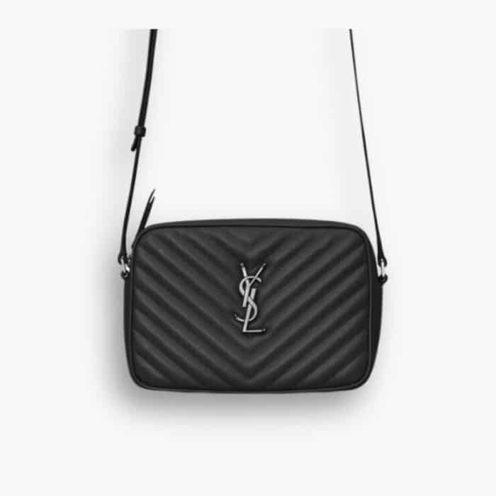 Saint Laurent Lou Camera Bag Silver Metal Black 23Cm