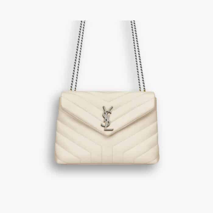 Saint Laurent Loulou Small White Nickel 25cm