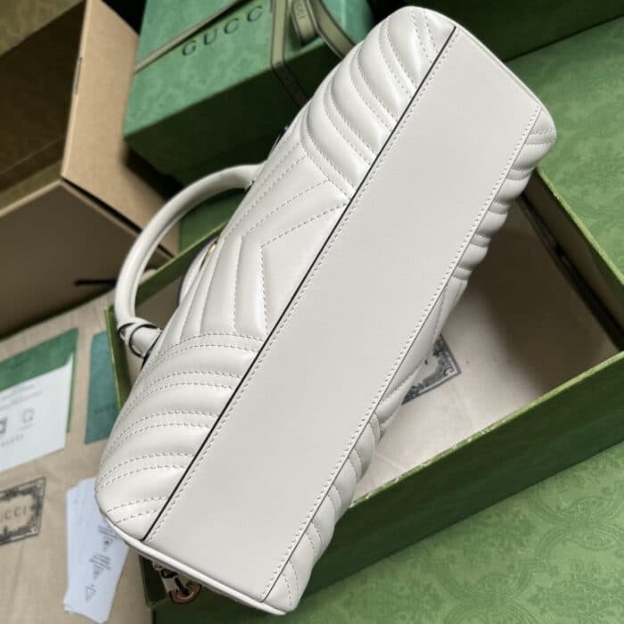 Gucci Marmont Small Top Handle Bag White 27 cm 746319 AABZB 9022 - Image 6